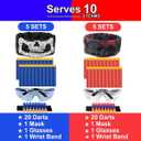 POKONBOY Party Supplies Compatible with Nerf Guns, 10 Sets Kids Blaster Guns Birthday Party Favors Accessories with Face Mask, Refill Darts, Tactical Glasses and Wrist Bands for Two Teams