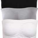 Women's Bandeau Bra, Strapless Bralette Seamless Bandeau Bra Tube Top Bras (#003 Black White Grey)