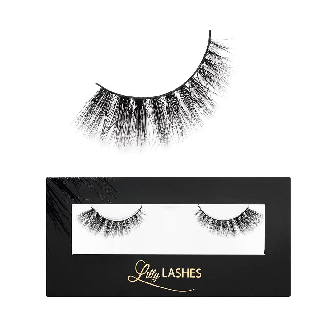 Lilly Lashes Doha 3D Mink Lashes, The Original Lilly Lash for Wispy & Natural Look, Reusable Eyelashes up to 25x, Fluffy Eyelashes, Strip Lashes, Lash Glue not Included
