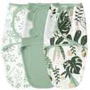 Yoofoss Baby Swaddles for Newborns 100% Organic Cotton, Adjustable Swaddle Sleep Sack 3-6 Months Newborn Swaddle Sack, Breathable Soft(Medium) (Green Leaf)