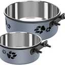 Kennel Water Bowl, Stainless Steel Dog Crate Water Bowl No Spill, 2 Pack Hanging Dog Bowls for Kennel Cage,Metal Pet Dog Food Dish Feeder for Dogs Cats