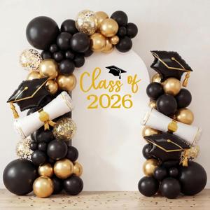Moukeren 2026 Graduation Decoration Class of 2026 Arch Backdrop Cover 6.6ft Balloon Arch Cover Spandex Backdrop White Congrats Grad Decor for Graduation Season Classes Party Decor(Gold,Class of 2026)