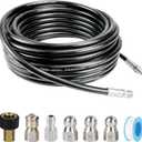 Twinkle Star Sewer Jetter Kit for Pressure Washer 50FT Hose, 1/4 Inch NPT, 5800 PSI Drain Cleaning Hose, Button Nose & Rotating Sewer Jetting Nozzle, Orifice 4.0, 4.5, 5.5