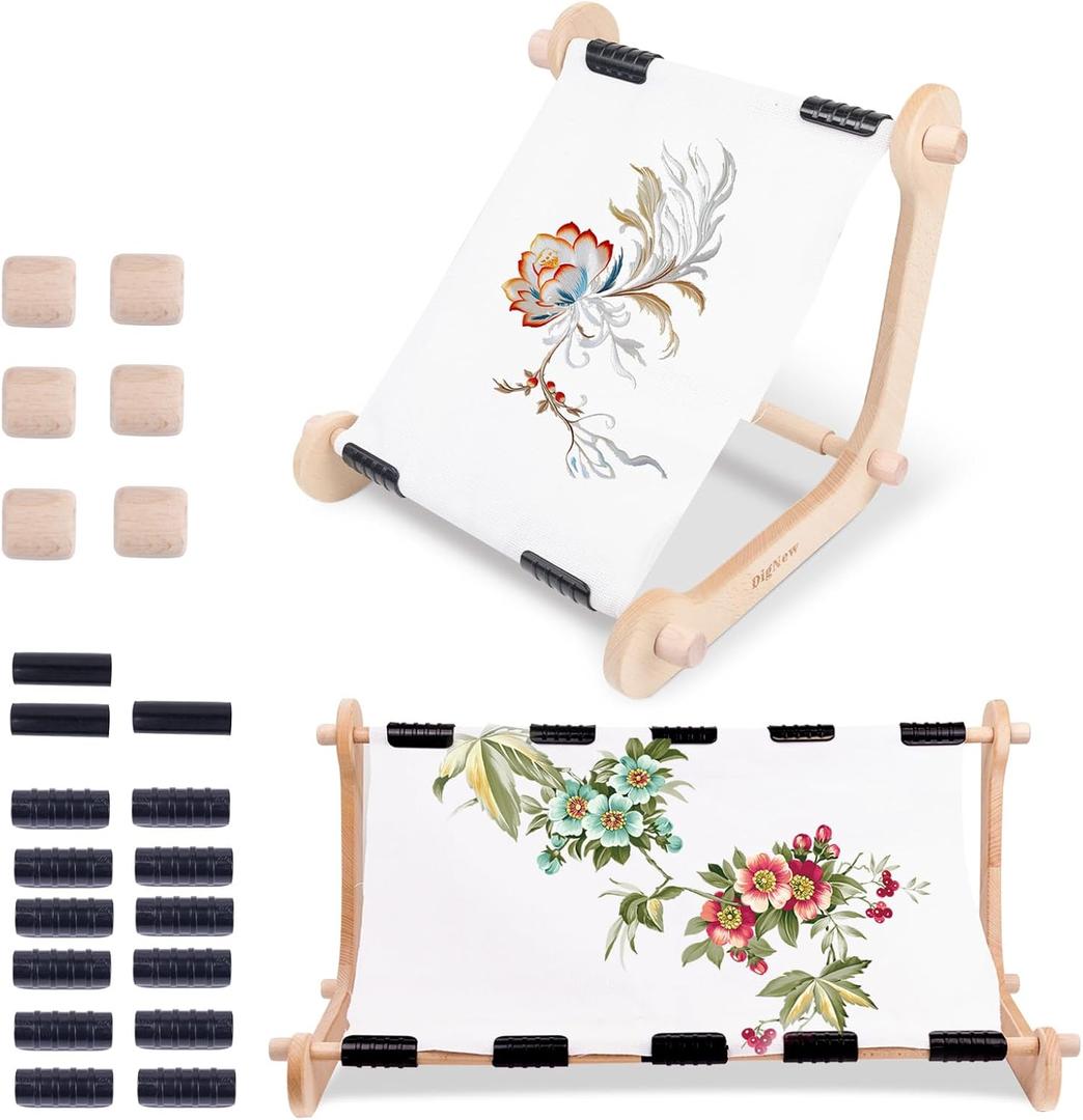 Embroidery Hoop Stand - Adjustable Wooden Embroidery Stand with Screw-Tightening Joints & Custom Clamps - Expandable from 11.8in to 23.6in for Cross Stitch & Needlework