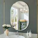 Frameless Oval Mirror, 20"x30" Beveled Oval Vanity Mirrors for Bathroom, Wall Mounted Mirror for Bedroom, Entryway, Living Room, Hangs Horizontally or Vertically