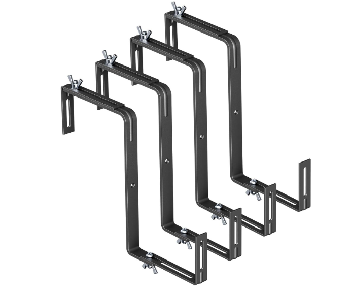 NBPUJ Adjustable Planter Box Brackets,Enhanced Bottom Support,Universal Outdoor Hanging Brackets,Flower Box Brackets for Fence Railings, Windowsill, Patio, Garden,Balcony. (Black)