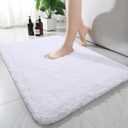 AROGAN Luxury Non Slip Bathroom Rug, Thick Soft and Absorbent Microfiber Bath Mat, Rubber Backing Quick Dry Rugs Carpets, Machine Washable Plush Mats for Shower Floor, Bathroom, 24x36 Inch White