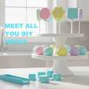 5 PCS Cake Pop Mold Set with 7.87-inch Tray, Heart Square Cloud Oval Round 3D Printed Cake Pop Cutter and Pusher, Baking Molds for Home Baking, Birthday Parties, Wedding Desserts