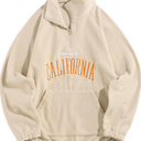 ZAFUL Men's Letters Embroidered Raglan Sleeve Quarter Zip Fleece Vintage Pullover Sweatshirt, L