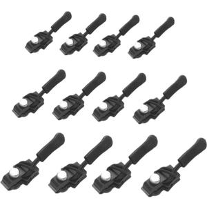Zipper Repair Kit, 12pcs 3 Different Size Replacement Zipper Quick Install Detachable Pulls Zip Heads, No Sewing Required, for Jackets, Luggage, Bags