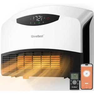 GiveBest Electric Wall Heater with WiFi and Remote Control, Floor or Wall Mounted Heater, Large Room Coverage, 3 Heating Modes, 1500W Fast Heating Space with Thermostat for Indoor Room Use (White)
