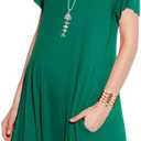 JollieLovin Plus Size Summer T-Shirt Casual Dresses for Curvy Women Flowy Swing (3X-Large, Deep Green)