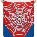 Large Laundry Hamper Basket Red Spider Web Round Collapsible Storage Organizer Bin for Kids Room, Boys, Nursery, Closet, Bedroom, Playroom, Toys, Dirty Clothes, 16"W x 20"H
