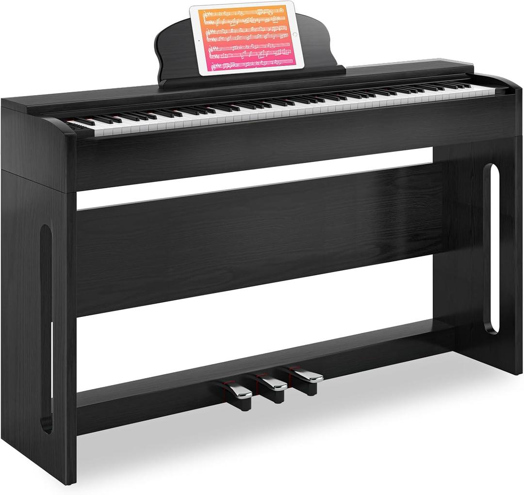 AODSK 88-Key Weighted keyboard piano,Hammer Action Digital Piano with Speakers,Furniture Stand and Triple Pedals,piano keyboard 88 keys Beginner's Course- Support Headphones,Piano Lessons,B-83S