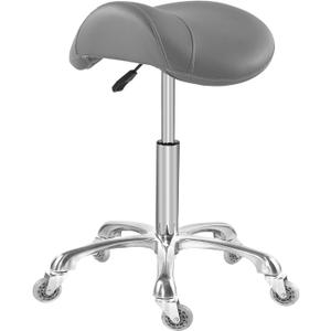 Antlu Saddle Stool Chair for Massage Clinic Spa Salon Cutting, Saddle Rolling Stool with Wheels Adjustable Height (Grey)