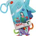 2 x bebe mondo Fish Crinkle Baby Books 0-6 Months, Newborn Infant Tummy Time Toy High Contrast Sensory Baby Toys 6 to 12 Months Touch Feel Books, Shower for Boy Girl 1 Year Old, Shark