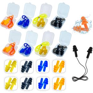 Ear Plugs for Sleeping: 16 Pairs of Noise-Canceling Soft Reusable Silicone Earplugs, Waterproof Noise Reduction Earplugs for Concerts, Swimming, Studying, Loud Noises, and Snoring