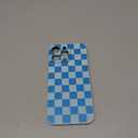 Skyseaco Compatible with iPhone 15 Pro Max Case Cute Checkerboard Checkered Pattern Design Soft Slim TPU Phone Case Shockproof Full Camera Protection for Women Girls - Blue