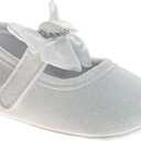 Josmo Baby Girl Dress Sandals Soft Sole Summer Flats Bowknot Crib Shoes for Newborns & First Walkers Size 2-4 Infant (White)