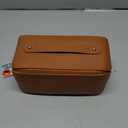 Personalized Travel Makeup Bag, Customized Large Capacity Cosmetic Bag with Printed Name Initials, PU Leather Toiletry Bag for Women, Wide Open Portable Pouch with Divider and Handle, Mothers Day Gift - Brown