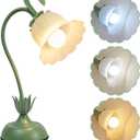 Tulip Flower Table Lamp, 3 Color Temperature Flexible Gooseneck Cute Small Desk Lamp for Bedroom, Vintage Nightstand Bedside Lamps for Living Room, Dorm, Office, Home Decor (Tulip Green)