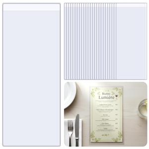 25 Pcs Restaurant Menu Covers Bulk - 4.25" x 11" Clear Single Pocket 2 View Transparent Menu Sleeves Vinyl Rf Heat-Sealed Seams, Insert for Restaurants, Bars, Cafes