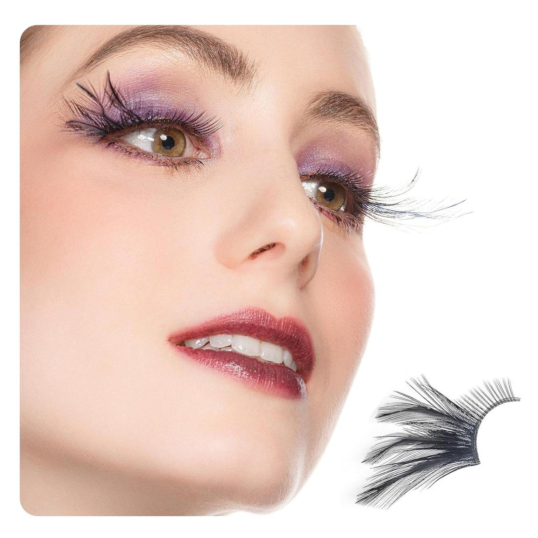 Black Cat eye Gothic Black Petal Design Feather Lashes - Natural-to-Subtle Dramatic Gradient Eyelashes for Everyday & Gothic Looks wedding Show Halloween Cosplay Wedding false lashes