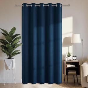 Joydeco Blackout Patio Sliding Door Curtains 84 Inches Long, Grommet Privacy Room Divider Curtains, Extra Wide Thermal Blackout Drapes for Bedroom Living Room (Navy Blue, 70Wx84L, 1 Panel)