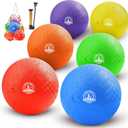 10 Inch Kickball Playground Balls 6 Pack or 12 Pack, Playground Balls for Kids&Adults, Dodgeballs for School Outdoor&Indoor Games, with Hand Pump and Storage Bag, Boys and Girls Gift with Gift Box
