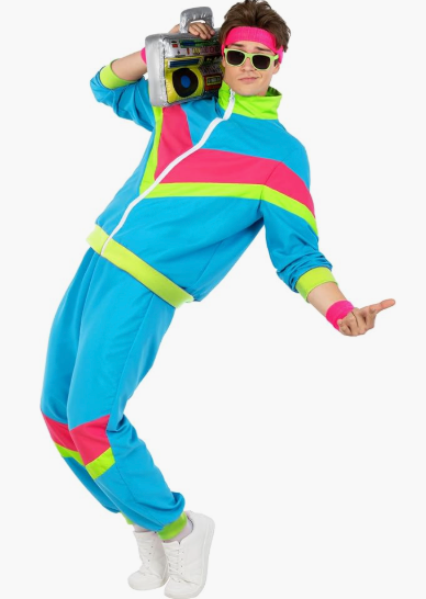 Morph Neon 80s Track Suit Mens 80s Costumes For Men, 1980s, Halloween Costumes For Adults Tracksuits 90s (XX-Large)
