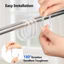 Resze 24 PCS Shower Curtain Rings, Plastic Clear Shower Curtain Hooks, C-Shaped Rings Hook Hanger Bathroom Shower Window Rod