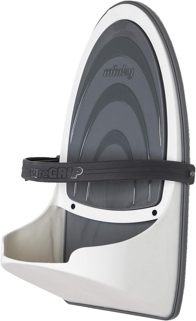Minky Homecare SureGRIP Heat Resistant Universal Iron Holder  Ironing Storage with Adjustable Safety Strap and Cable Management (White)