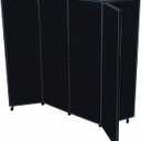 Screenflex Display Towers, Portable Wall Divider Boards for Art Show Partitions, Classroom Panels and Offices - 5'9"H x 6'2"W - 6 Panels - Charcoal Black Fabric