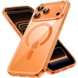 JETech Magnetic Case for iPhone 17 Pro 6.3-Inch Compatible with MagSafe, Shockproof Phone Bumper Cover, Anti-Scratch Clear Back (Orange)