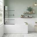 Bathtub Glass Shower Door 30" x 55", Pivot Swing Hinged Tub Shower Screen, 180 Rotation, 1/4" Tempered Glass, Matte Black Finish