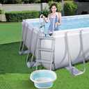 Portable Pool Foot Bath,Collapsible Pool Foot Wash Basin Tub,Foot Bath Basin for Above Ground Swimming Pools Accessories (Blue Baths)