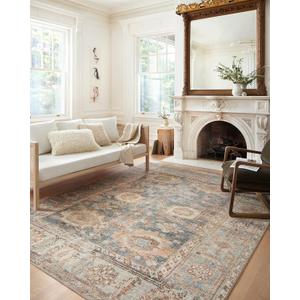 Loloi Margot Collection MAT-03 Ocean/Spice 2'-3" x 3'-9" Accent Rug, No-Shed Easy Clean Large Patterned Area Rug for Living Room, Bedroom, Dining Area