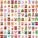 Zhanmai 100 Pcs Mini Woodland Animals Plush Toys Bulk Small Keychain Stuffed Animals for Baby Shower Party Favors Easter Egg Fillers Valentines Birthday Gifts Classroom Prizes Kids Bag Accessories