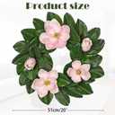20" Artificial Wreath for Front Door Pink Magnolia Wreath Greenery for Easter Spring Housewarming Wedding Farmhouse Mantel Door Decoration