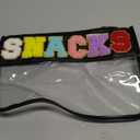 Snack Bag for Travel - Clear Chenille Varsity Letter Flat Pouch with Zipper, 12.28.46 inch Waterproof Clear Nylon Preppy Patch Makeup Cosmetic tote Bags for Women Girls