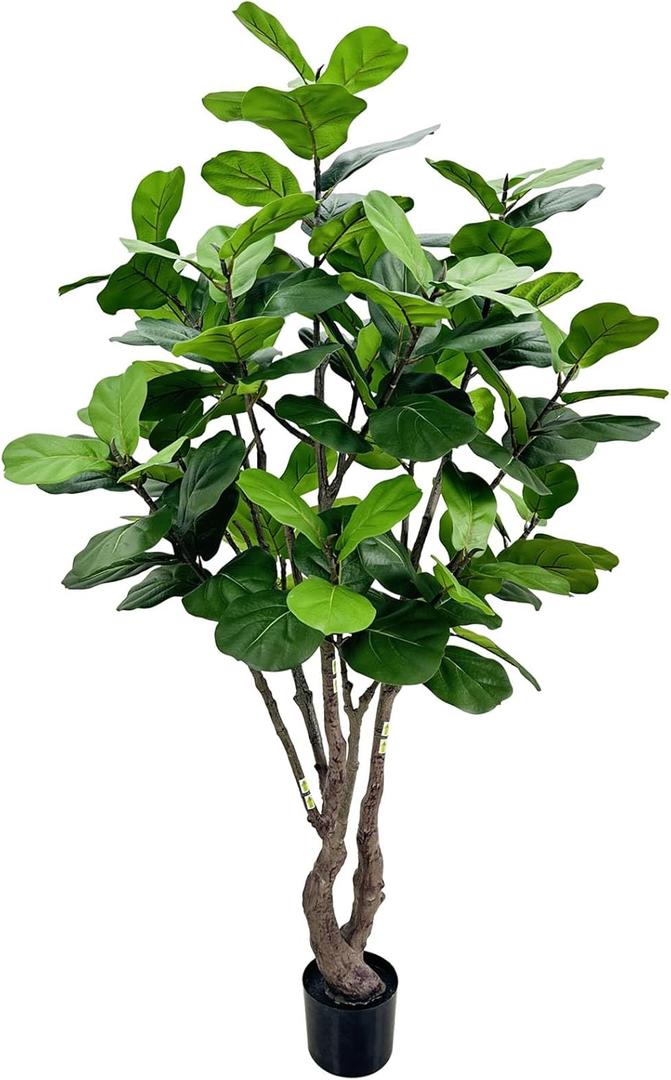 AfanD Artificial Fiddle Leaf Fig Tree 6ft Tall,Faux fig Tree Indoor Artificial Tree for Modern Home Office Living Room Floor Decor Indoor