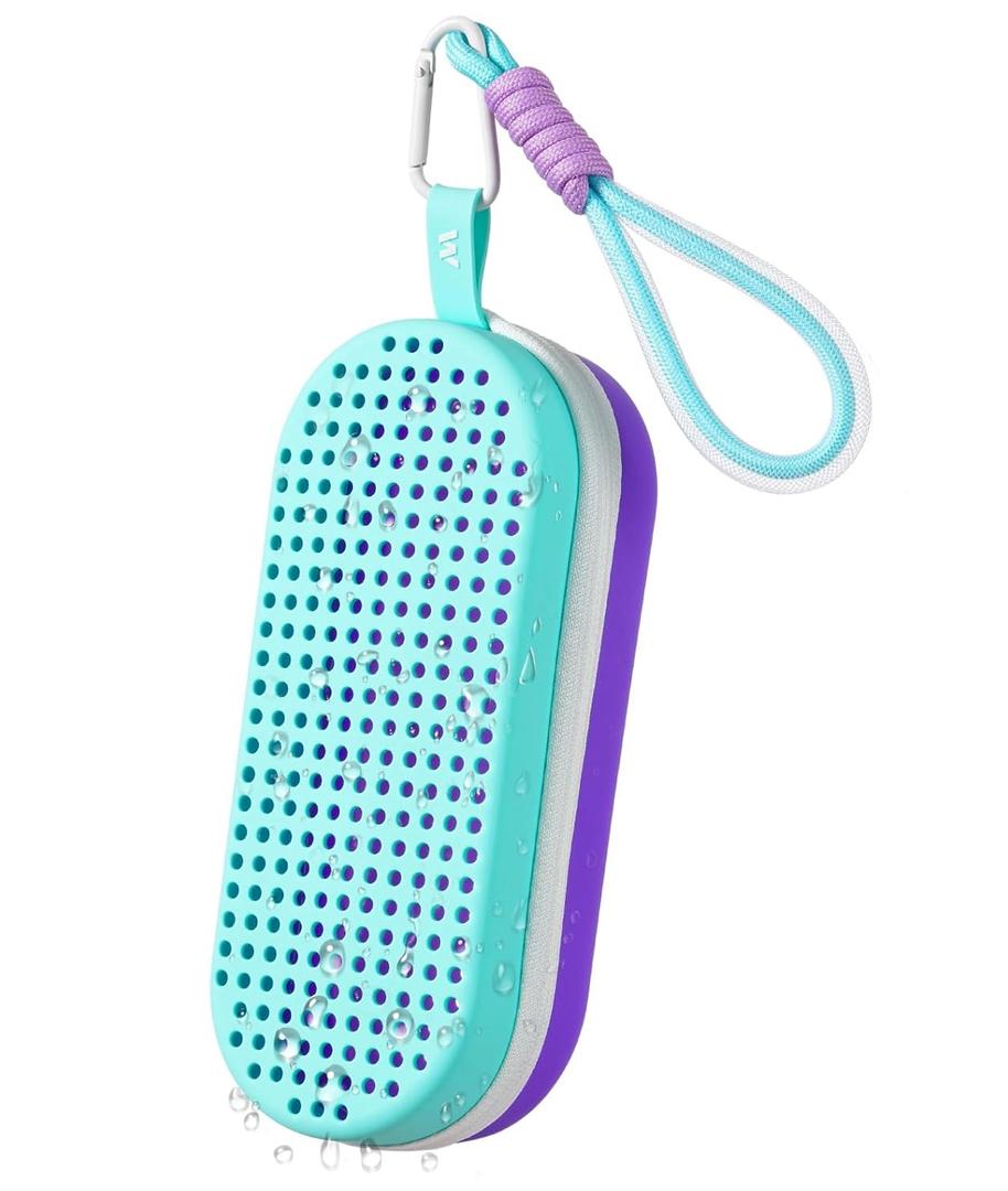 Swim Goggle Case For Swimming Goggles, Silicone Protective Cases with Drain Hole for Goggles (Purple and Blue)