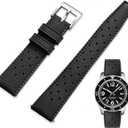 FKM Rubber Watch Strap Quick Release Tropical Style Fluororubber 18mm 19mm 20mm 21mm 22mm Soft Breathable Durable FKM Rubber Watch Band Universal Replacement Band Strap for Men Women (Black)
