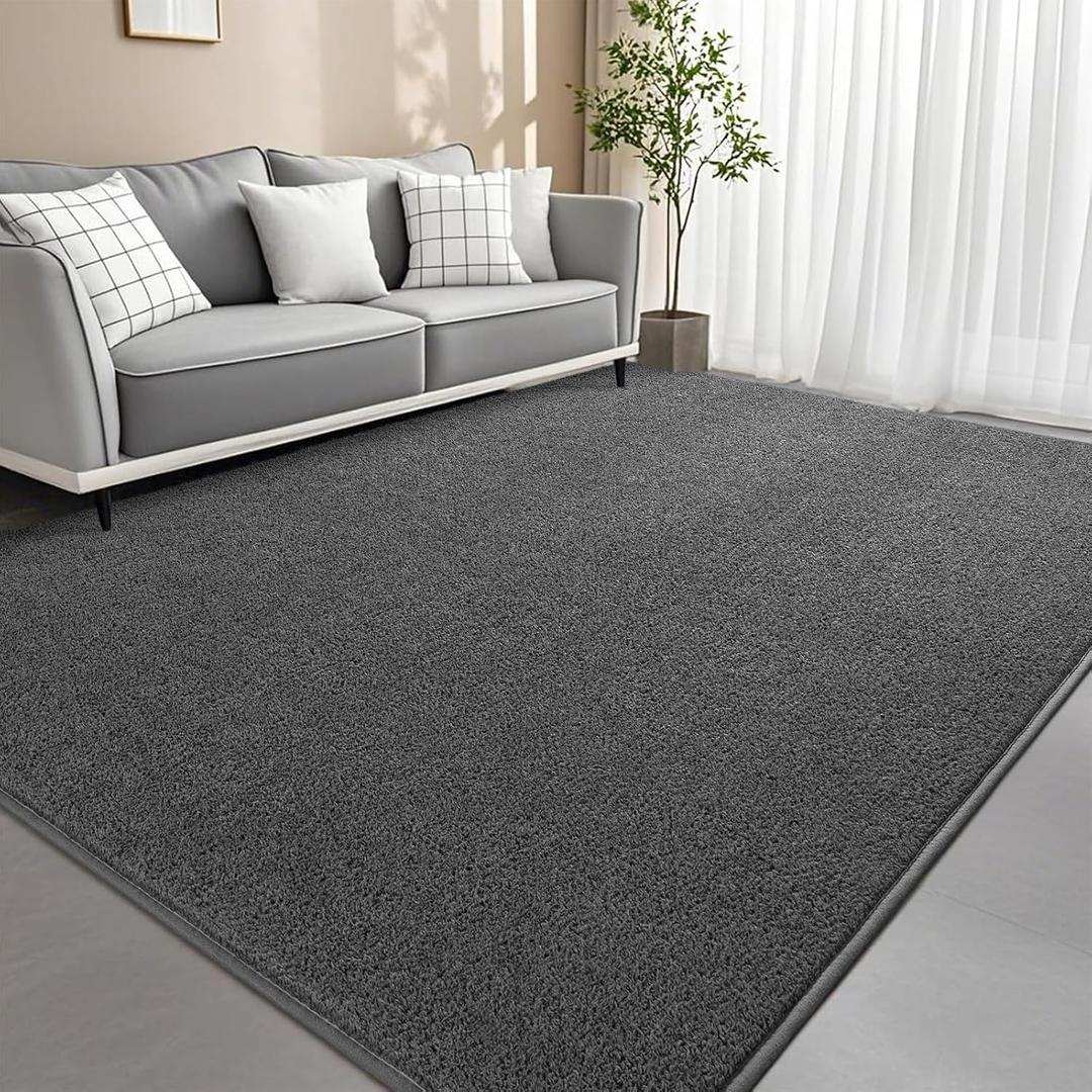 4x6 Feet Grey Area Rugs for Bedroom, Indoor Washable Memory Foam Rug for Living Room, Modern Aesthetic Minimalist Non-Slip Carpets for Kids Boys Girls Adults Dorm Home Decor