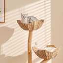 Wood Modern Cat Tree Tower for Large Cats, 47" Tall Multi-Level Cat Climbing Tower with Scratching Posts, Condo, Luxury Pet House Furniture for Indoor Cats Large Adult (White)