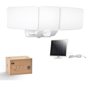 Philips 3600LM Solar Security Lights, 5000K waterproof Dimmable LED Motion Sensor Outdoor Lights, 3 Adjustable Heads w/16ft Cable, Separate Solar Panel with 3 Modes Solar Flood Lights for Yard, Garage