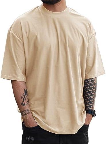 YawYews Mens Fashion Short Sleeve Tshirts Workout Oversize Pullover Solid Color Casual Tees