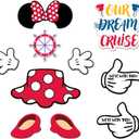 10 Pcs Cruise Door Decorations Magnetic, Funny Captain Mouse Cruise Door Decorations, Mouse Ears Magnet for DCL Cruise& All Major Cruise (Red)