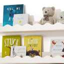 Kids Bookshelf Set of 2, White Floating Nursery Book Shelves, Floating Bookshelf for Wall, Nursery Decor, Solid Wood Wall Mounted Shelves for Books, Toys and Decor Storage, 15.9x4.3x1.5in