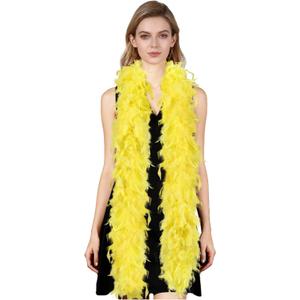 THARAHT Yellow Chandelle Turkey Feather Boa 2 Yards 120g for DIY Craft Home Dancing Wedding Party Christmas Valentine's Day Costume Decoration Feather Boa
